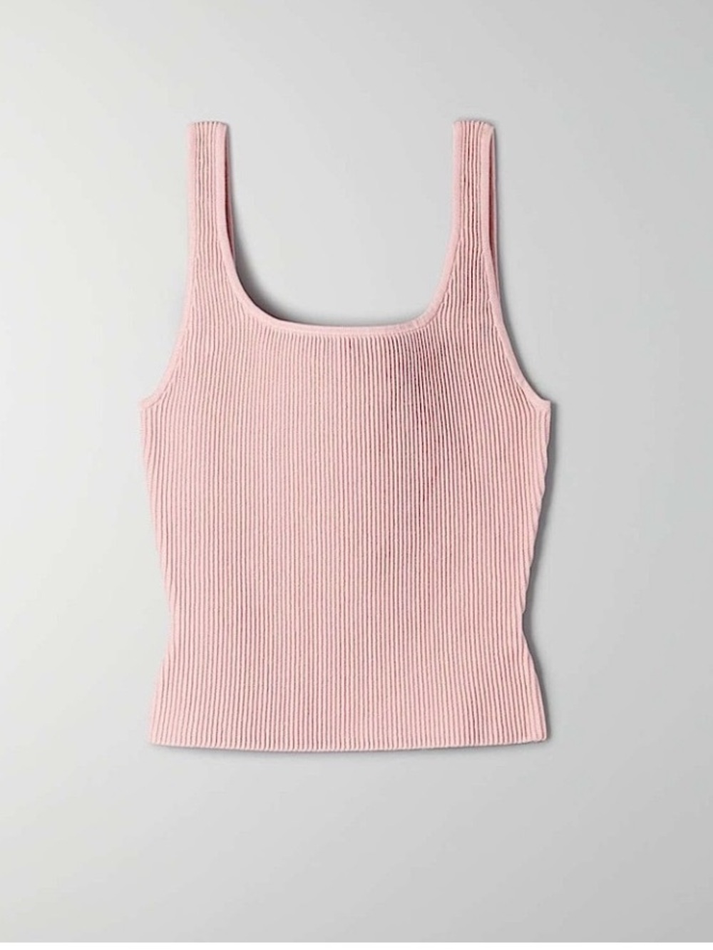 Aritzia Babaton sculpt knit Ribbed Square-Neck Tank Top - light pink size large